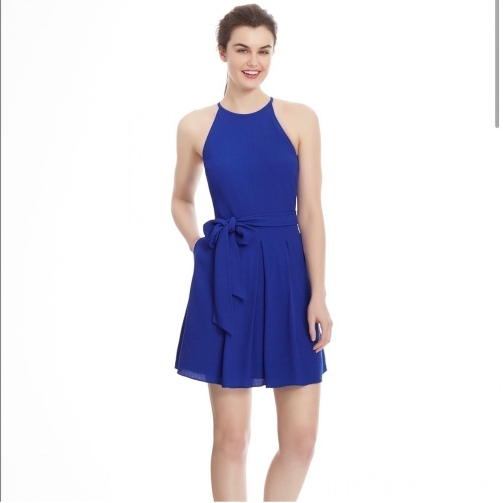 Draper James Mary Grace Halter Dress Size 8 Cobalt Blue Missing Belt